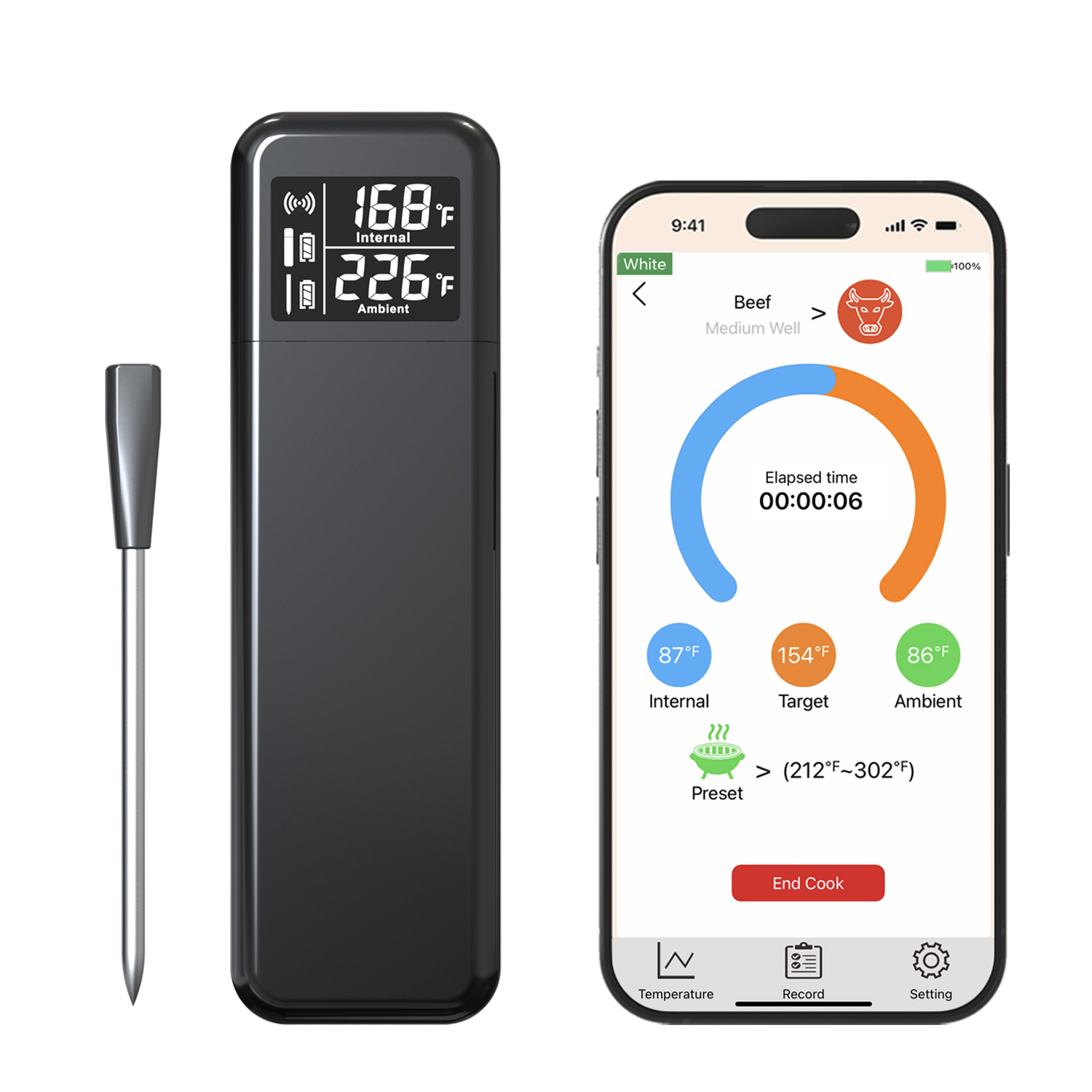 Dual probe digital folding thermometer